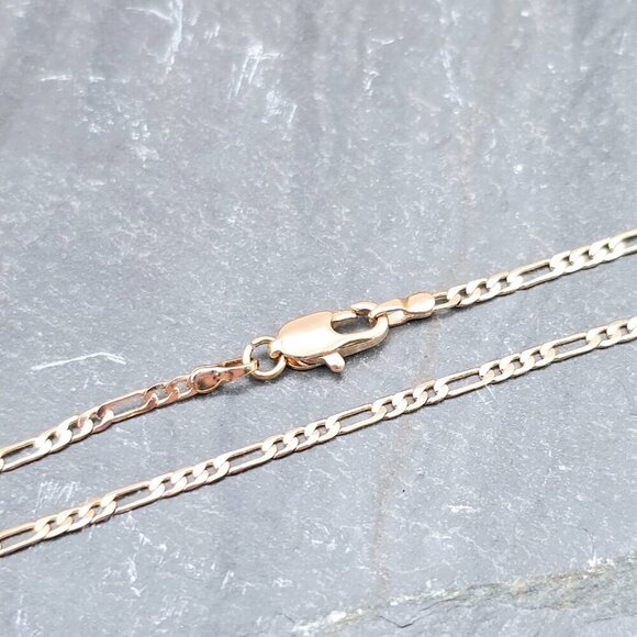 Rose Gold Flat Link Chain Necklace | Gold Plated Brass | 17.7 Inch, XPNL0018 - Picture 9 of 12